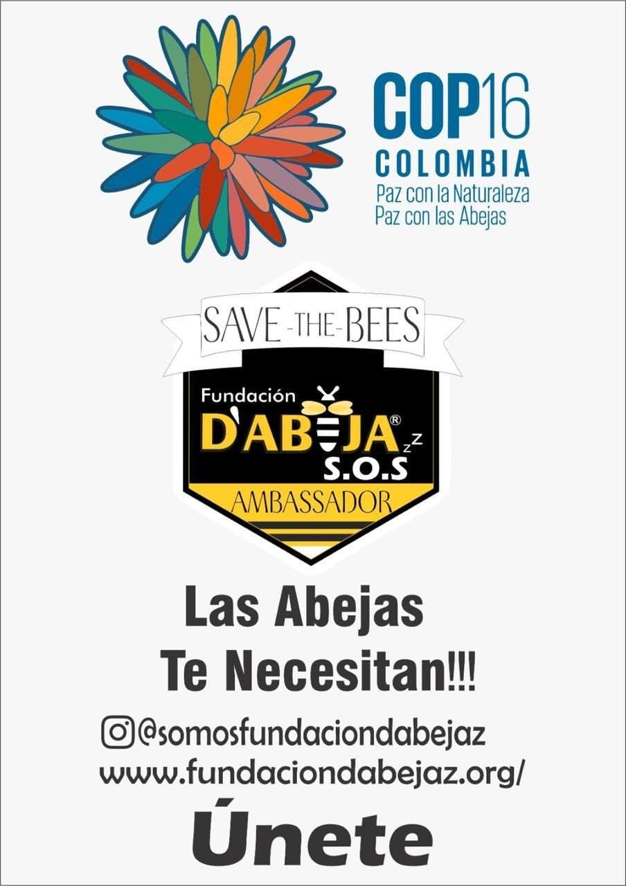 Distintivo de embajador Save the Bees en la COP16 Colombia